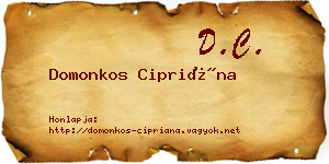 Domonkos Cipriána névjegykártya